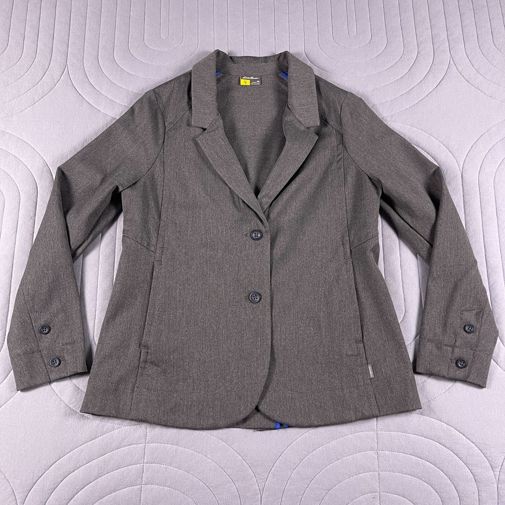 Eddie Bauer Travex Jacket Women's Size P6 Gray Performance Travel Blazer Petite